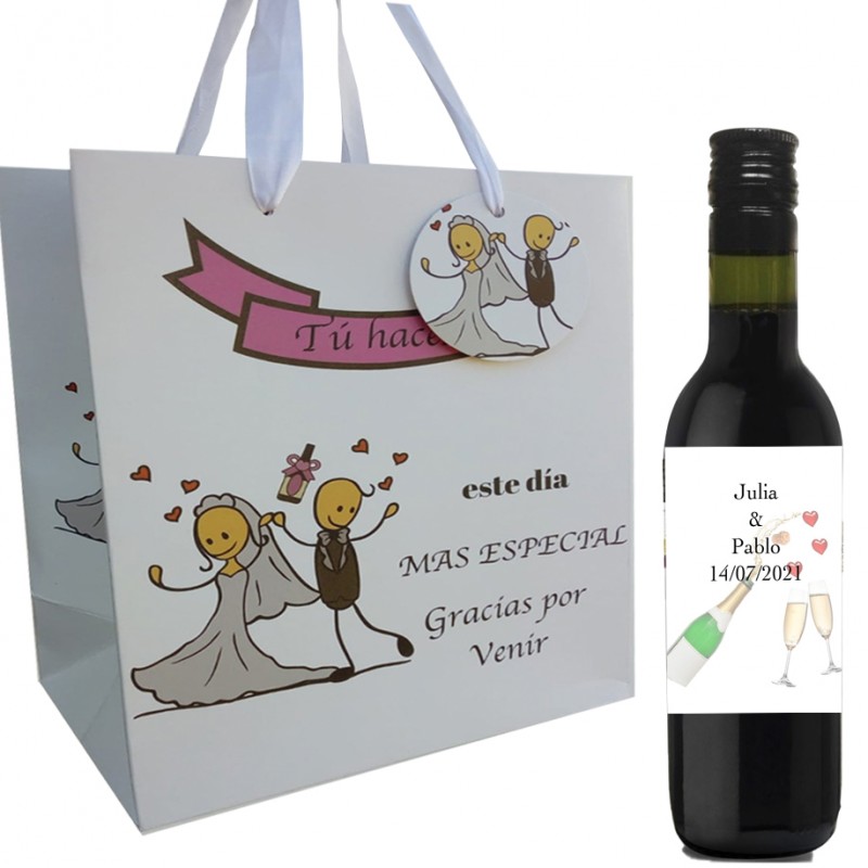 Tinto per matrimonio con borsa personalizzata