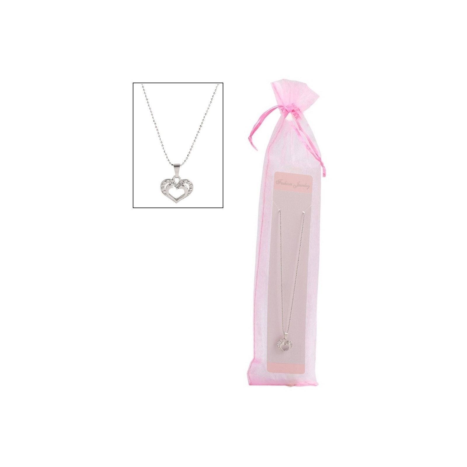 Catena con ciondolo a cuore in sacchetto di organza