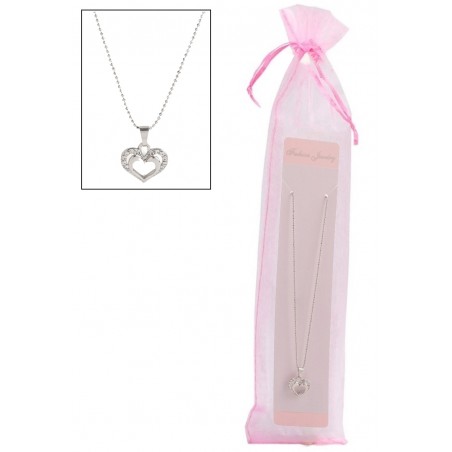 Catena con ciondolo a cuore in sacchetto di organza