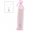 Catena con ciondolo a croce in sacchetto di organza