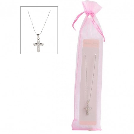 Catena con ciondolo a croce in sacchetto di organza