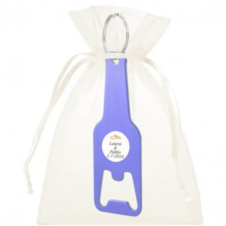 Portachiavi apribottiglie con borsa da matrimonio personalizzata e adesivo