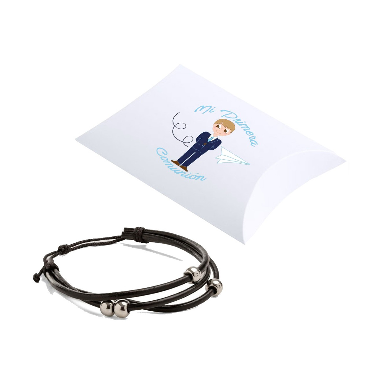 Bracciale con scatola e adesivo comunione