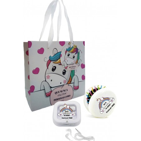 Cuffia in scatola con pennello unicorno specchio con borsa