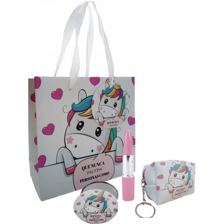 Regalo unicorno specchio borsa penna e borsa