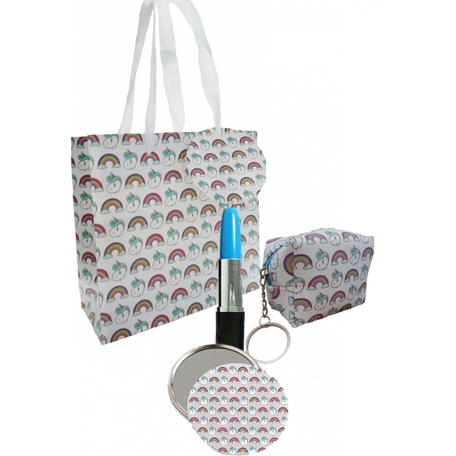 Custodia con stampa unicorno con penna specchio e borsa