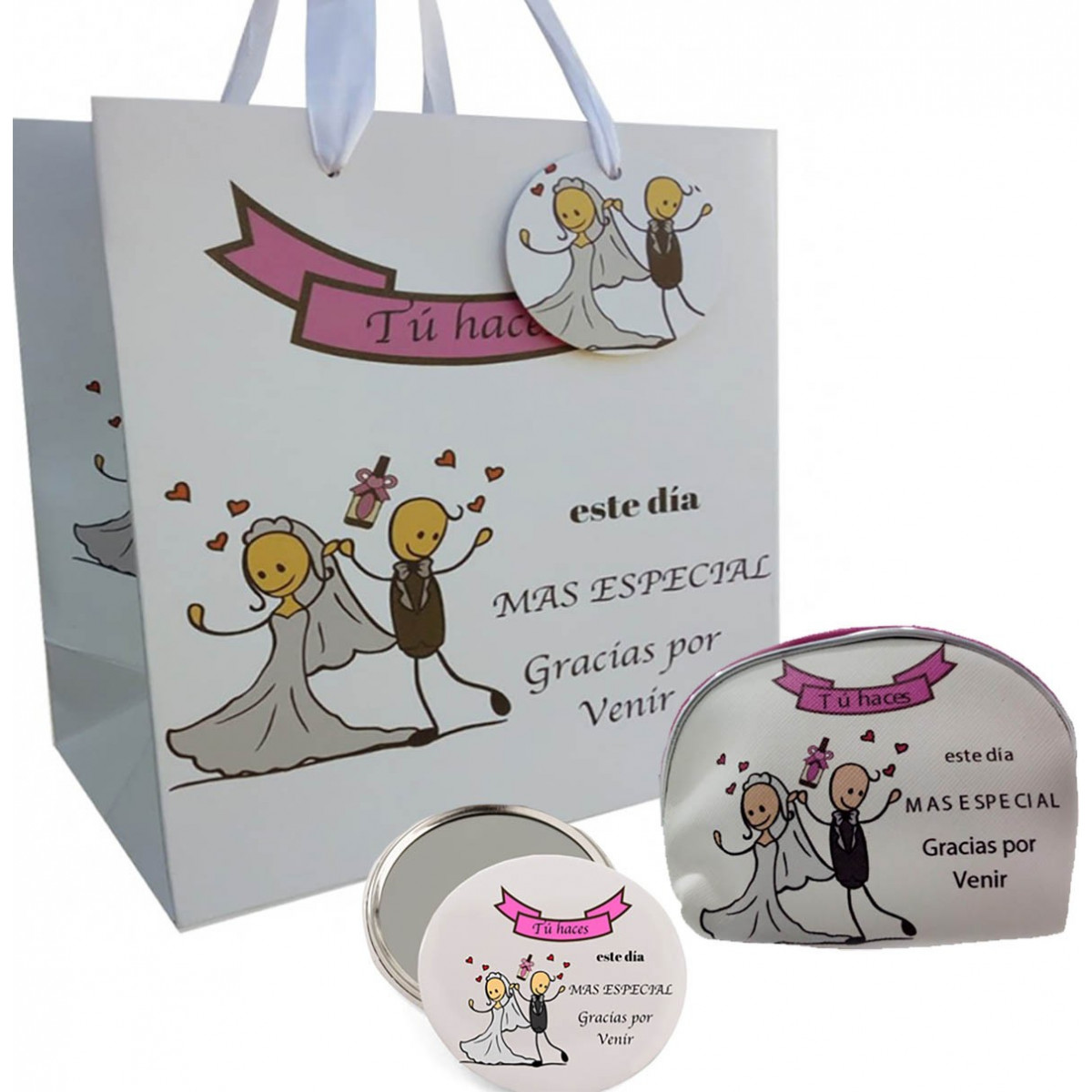 Set regalo di nozze con specchio borsa e borsa