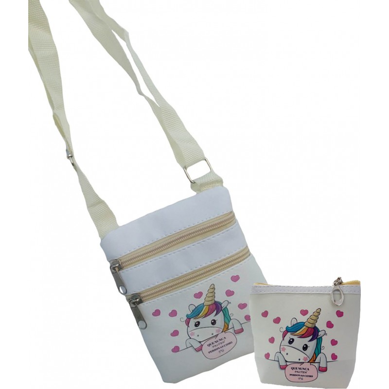 Borsa design unicorno con portamonete abbinato