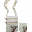 Borsa con motivo koala e portafoglio con frase
