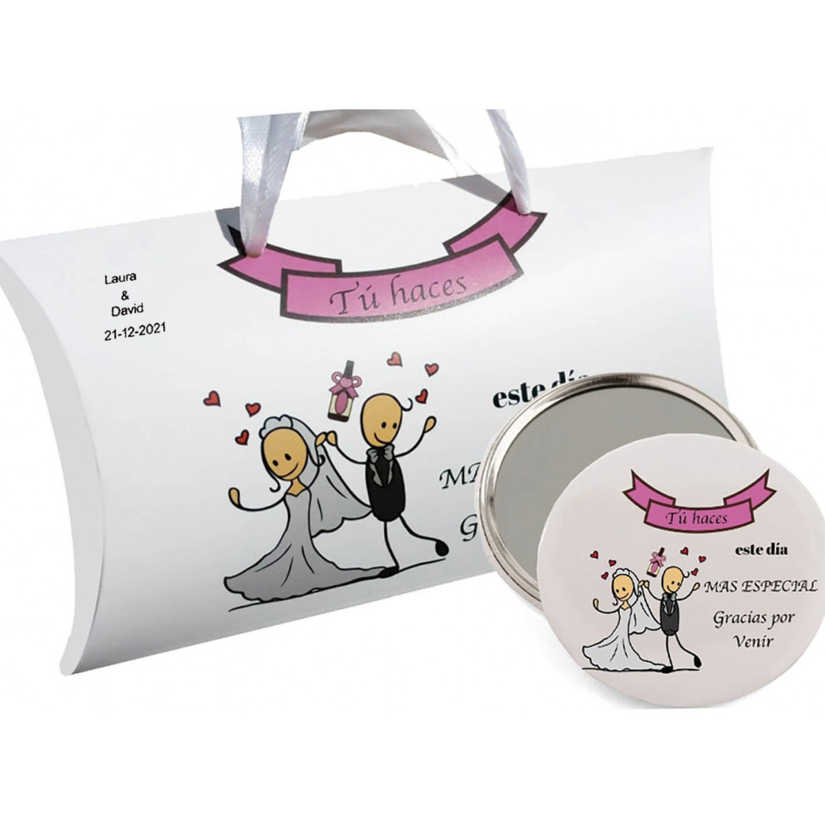 Specchio e scatola personalizzata per matrimoni