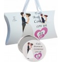 Specchio con frase personalizzata in scatola per matrimonio