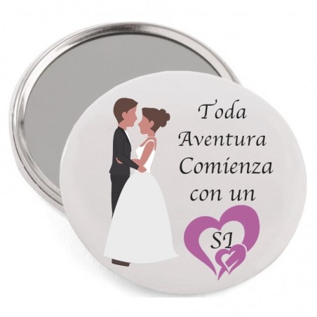 Specchio con frase personalizzata in scatola per matrimonio