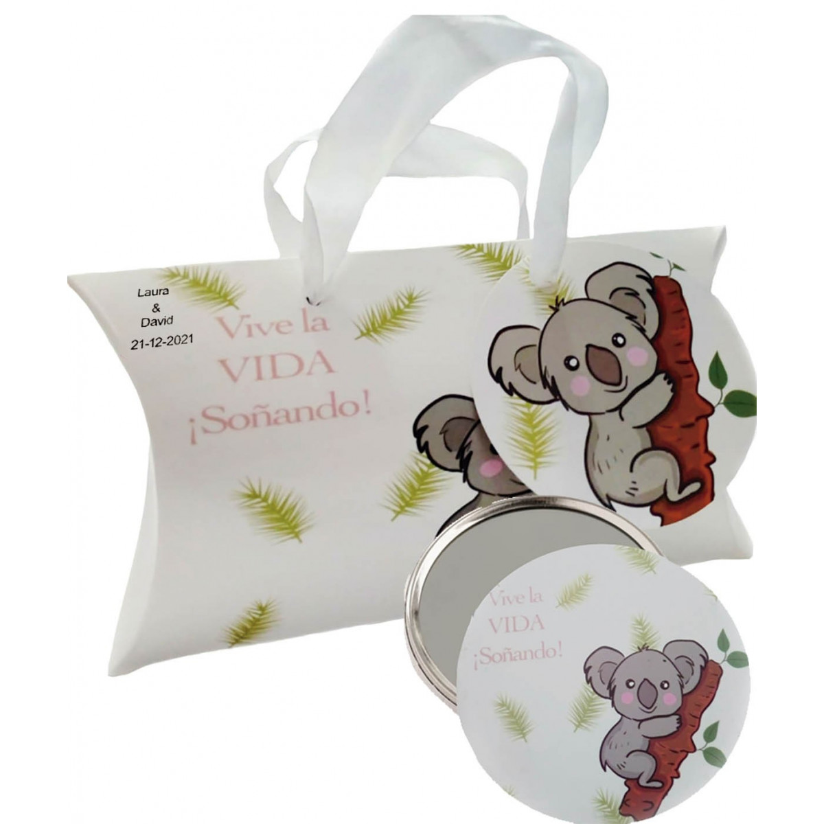 Specchio con frase in scatola koala personalizzato