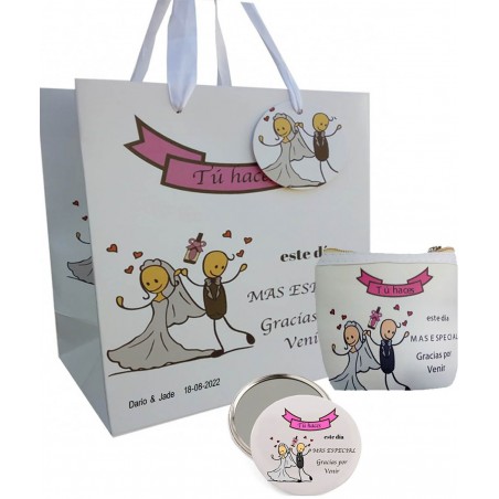 Set Regalo Di Nozze, Borsa, Specchio E Borsa Personalizzata