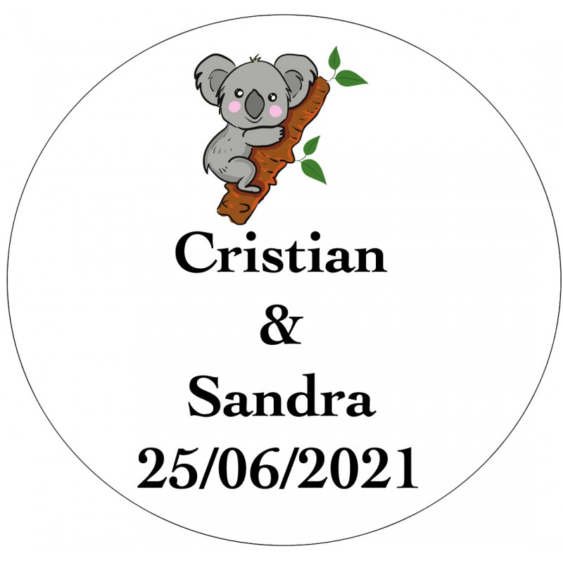 Adesivo Per Matrimonio Koala Personalizzato Con Nomi E Data Adesivo Per Matrimonio Koala Personalizzato Con Nomi E Data