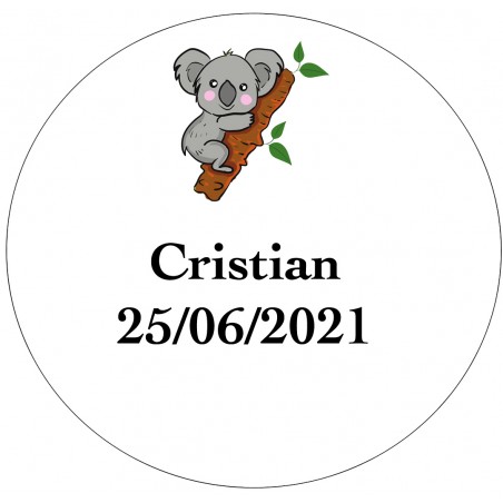 Adesivo koala da personalizzare con nome e data