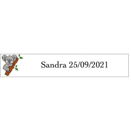 Adesivo Koala Rettangolare Da Personalizzare Con Nome E Data
