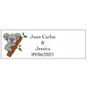 Adesivo per matrimonio koala rettangolare personalizzato