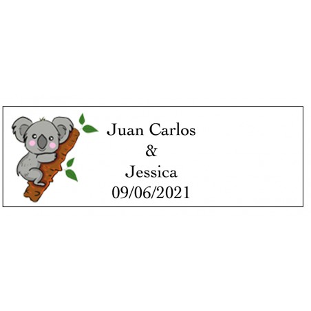 Adesivo Per Matrimonio Koala Rettangolare Personalizzato