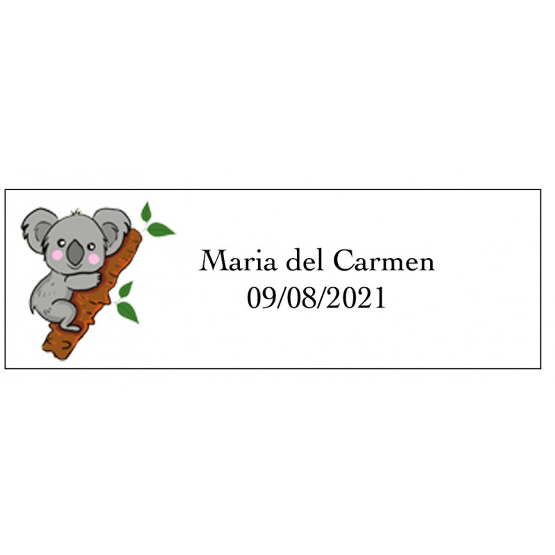 Adesivo Koala Rettangolare Personalizzato Con Nome E Data Adesivo Koala Rettangolare Personalizzato Con Nome E Data
