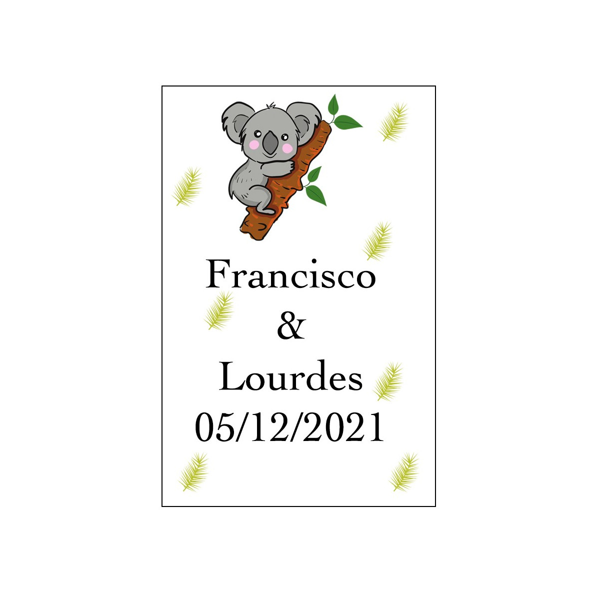 Adesivo koala grande personalizzato per matrimonio