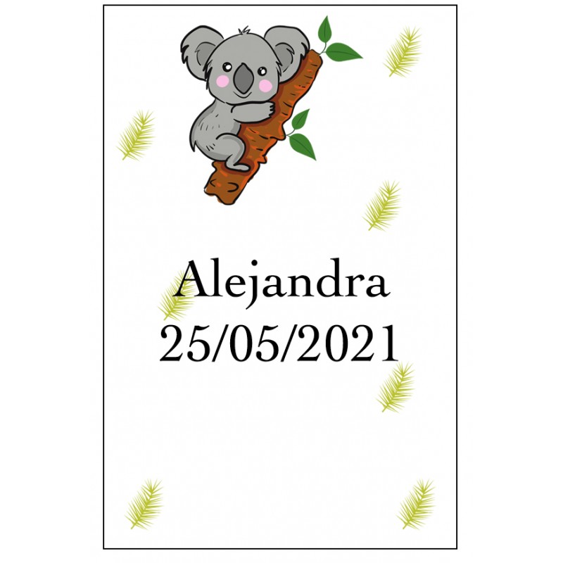 Adesivo koala personalizzato con nome e data