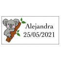 Adesivo Koala Rettangolare Personalizzato Con Nome E Data