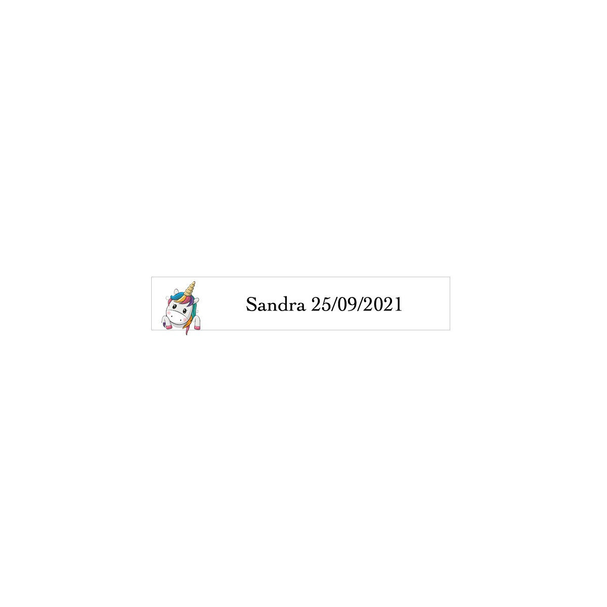 Adesivo unicorno cuori rettangolare bianco personalizzato