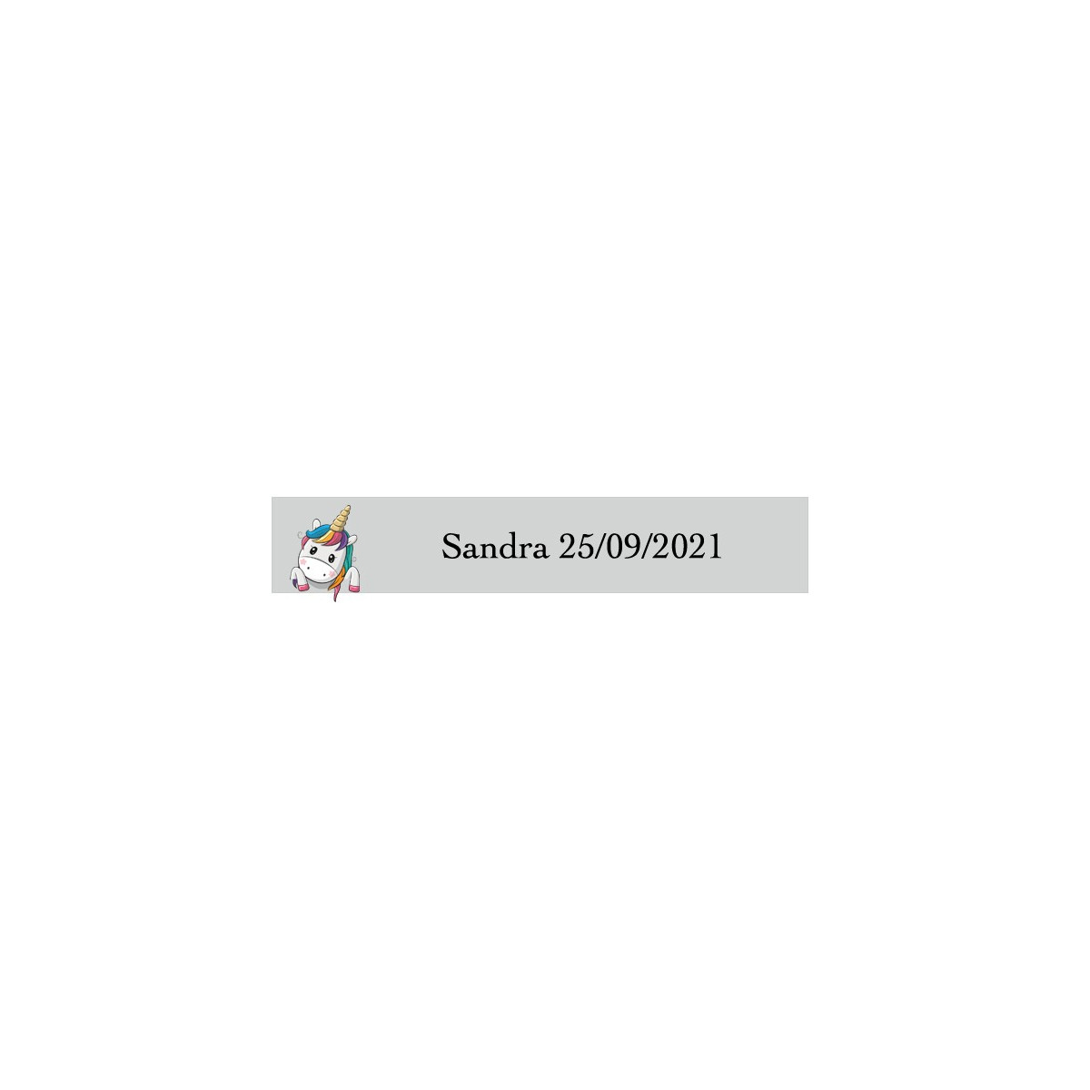 Adesivo cuori unicorno rettangolare trasparente personalizzato