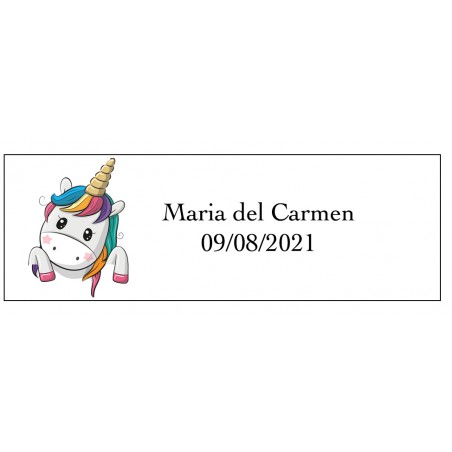 Adesivo Cuori Unicorno, Nome E Data Rettangolari...