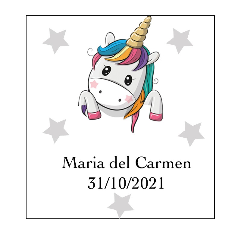 Adesivo Cuori Unicorno, Quadrato Personalizzato Con Nome E Data Adesivo Cuori Unicorno, Quadrato Personalizzato Con Nome E Data