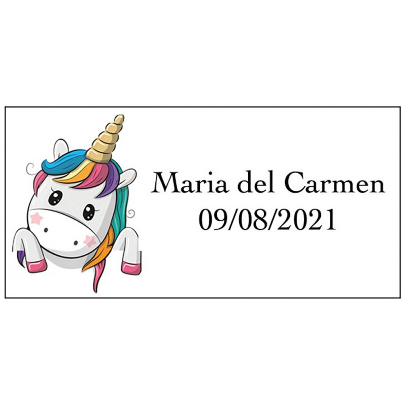 Adesivo Cuori Unicorno, Rettangolare Personalizzato Con Nome E Data Adesivo Cuori Unicorno, Rettangolare Personalizzato Con Nome E Data