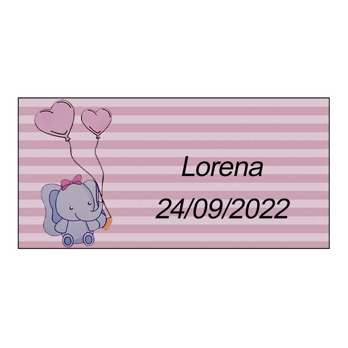Adesivo elefante rosa personalizzato per battesimo