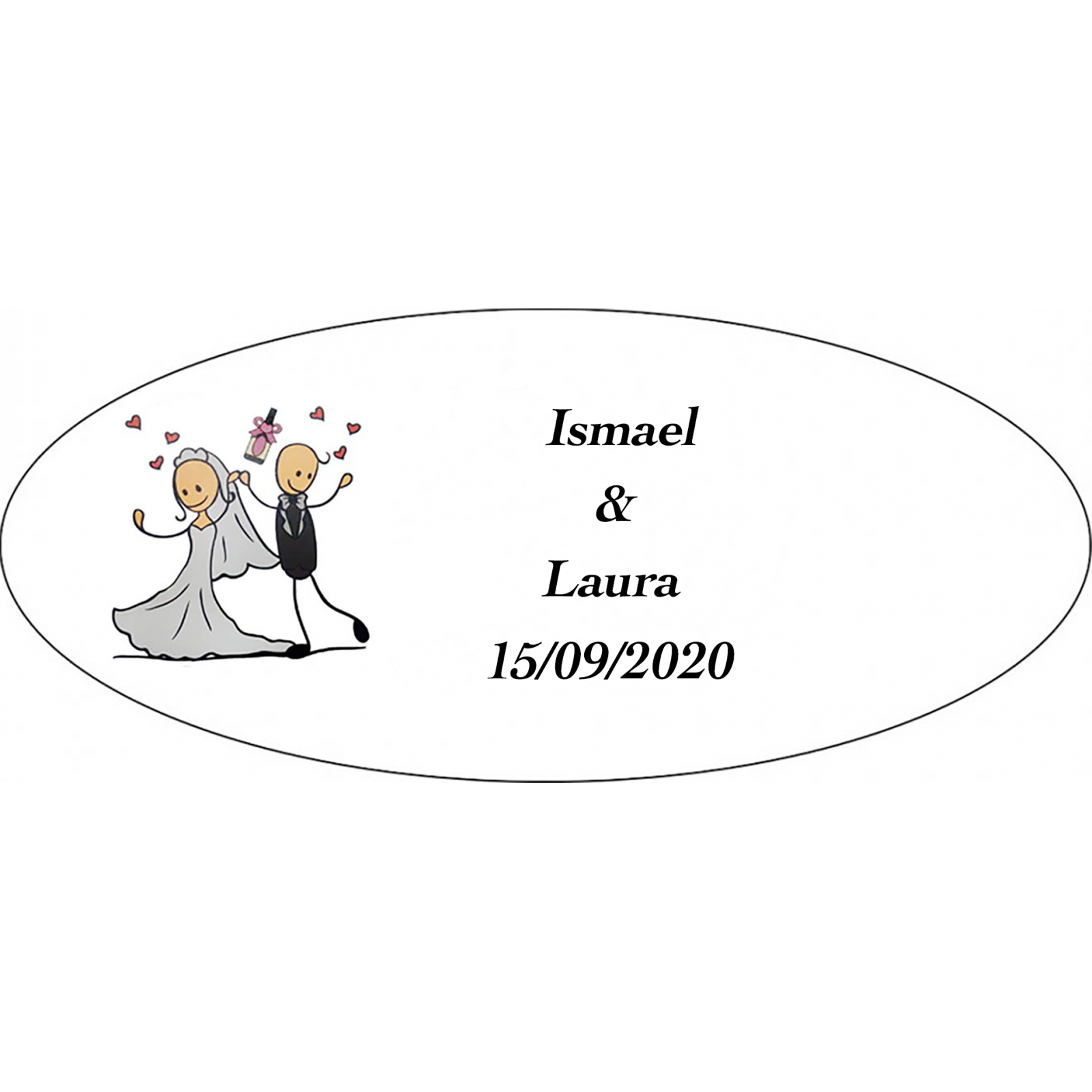 Adesivo tu fai questo giorno ovale personalizzato matrimoni