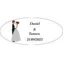 Adesivo ovale personalizzato per matrimoni di tutta avventura