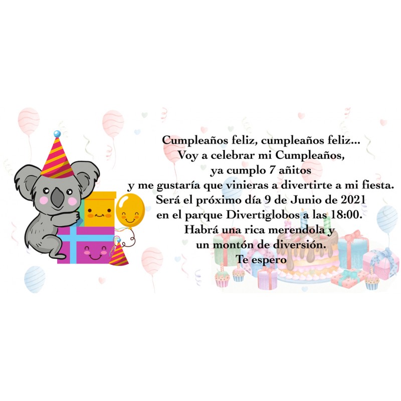 Invito koala personalizzato per il compleanno