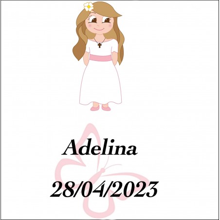 Adesivo comunione ragazza quadrato personalizzato
