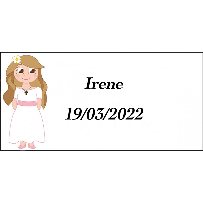 Adesivo Bimba Comunione, Rettangolare Personalizzato Con Nome E Data Adesivo Bimba Comunione, Rettangolare Personalizzato Con Nome E Data