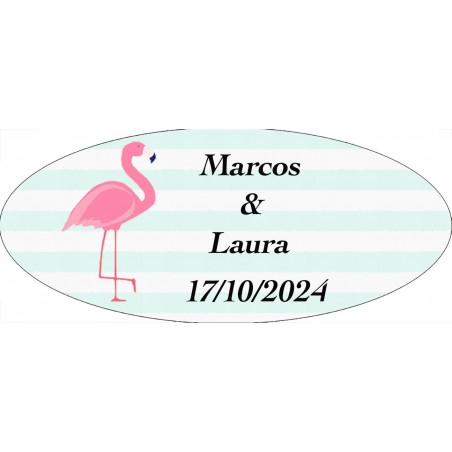 Adesivo Flamenco, Ovale Personalizzato Per Matrimoni