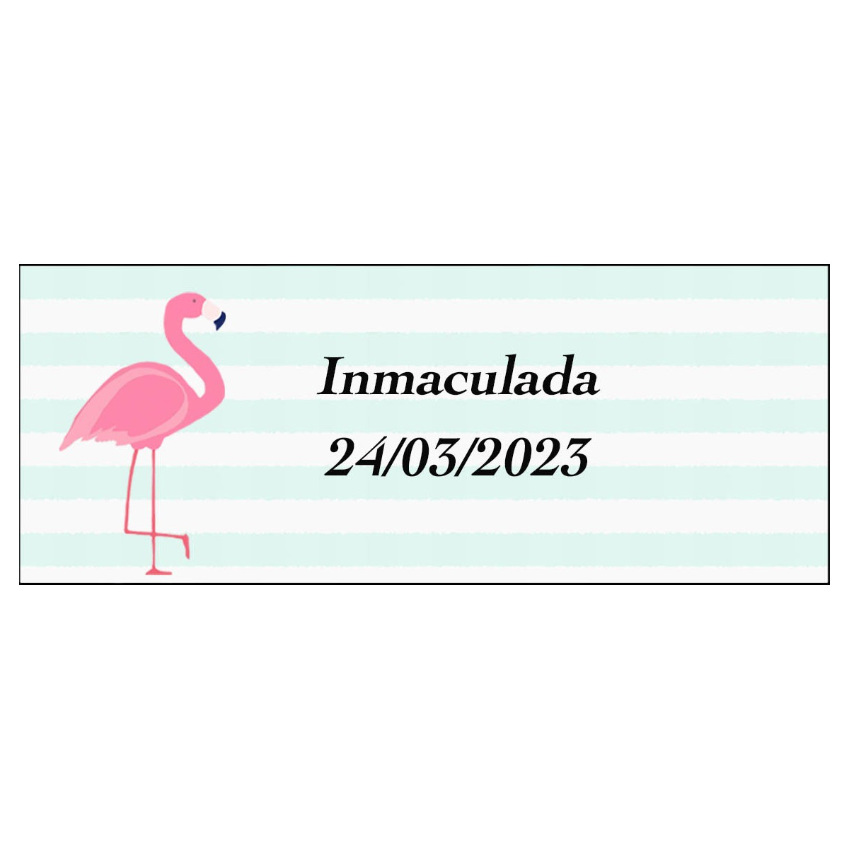 Adesivo flamenco rettangolare personalizzato per nome e data