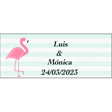 Adesivo personalizzato rettangolare fenicottero per matrimonio