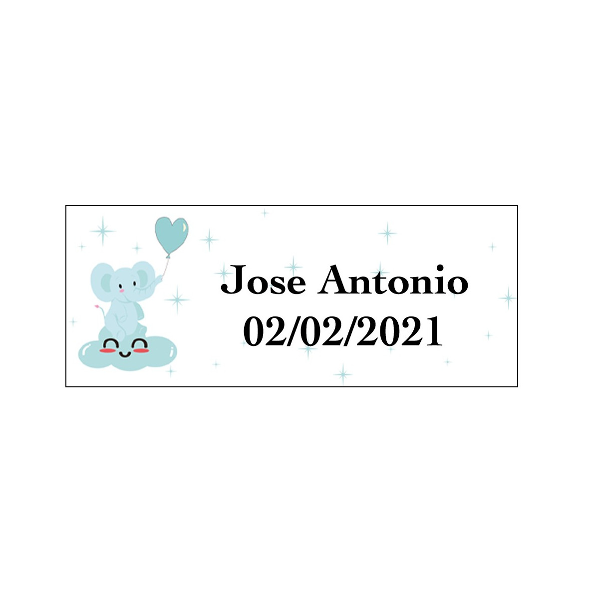 Adesivo elefante blu rettangolare personalizzato