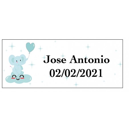 Adesivo elefante blu rettangolare personalizzato
