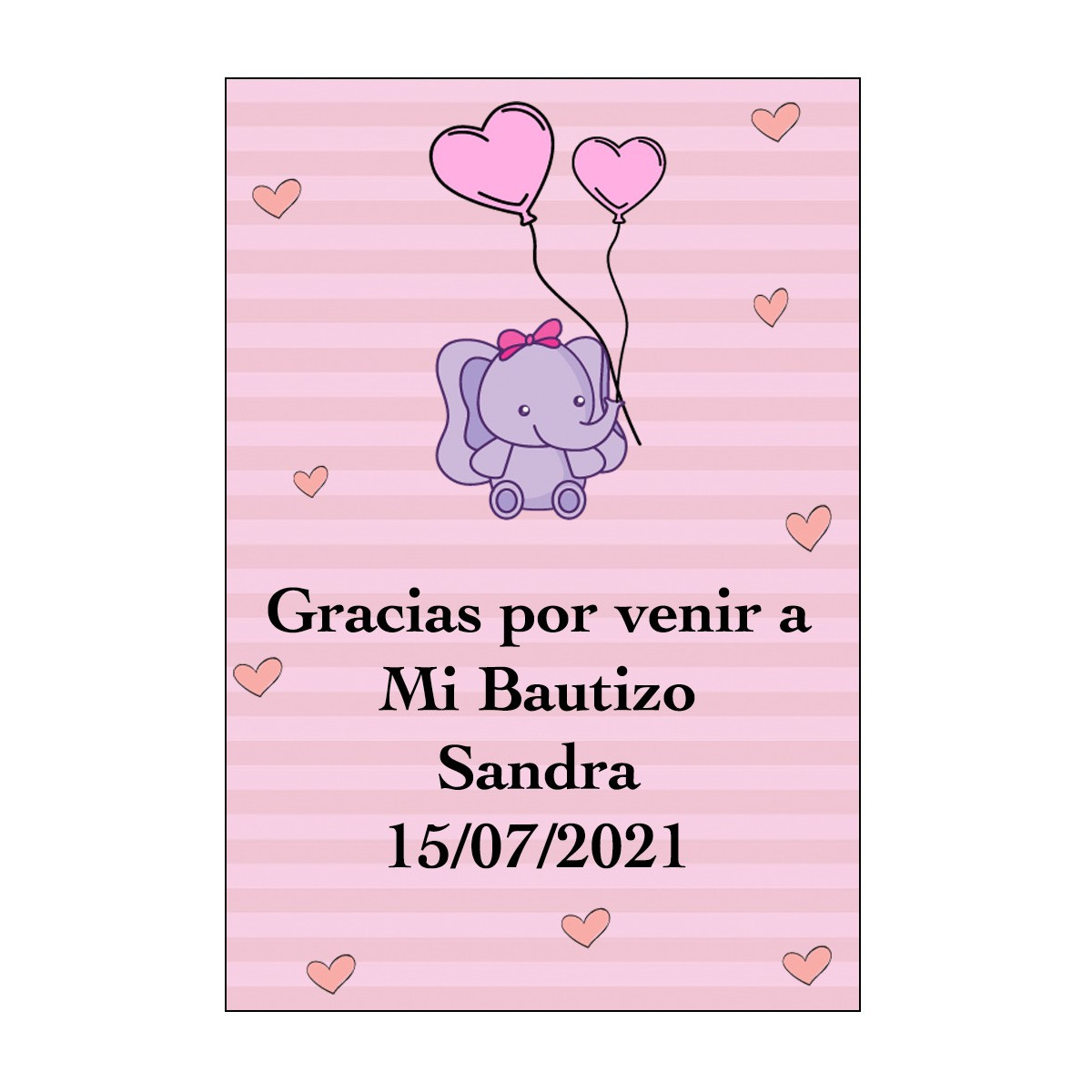 Adesivo personalizzato elefante rosa per baby shower o battesimo