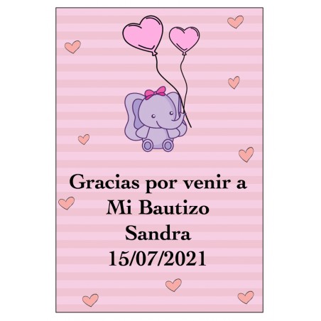 Adesivo Personalizzato Elefante Rosa Per Baby Shower O...