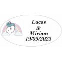 Adesivo Unicorno Arcobaleno, Ovale Personalizzato Per Matrimoni