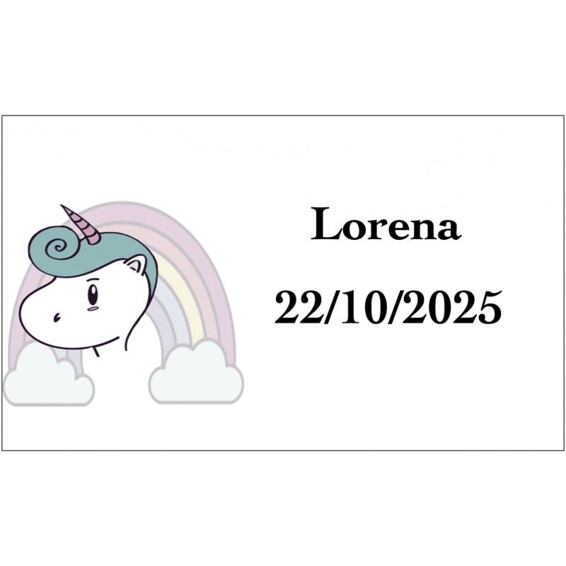 Adesivo Unicorno Arcobaleno, Personalizzato Con Nome E Data Adesivo Unicorno Arcobaleno, Personalizzato Con Nome E Data