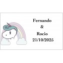 Adesivo unicorno arcobaleno personalizzato con testo