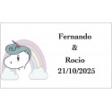 Adesivo Unicorno Arcobaleno, Personalizzato Per Matrimoni