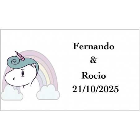 Adesivo Unicorno Arcobaleno, Personalizzato Per Matrimoni